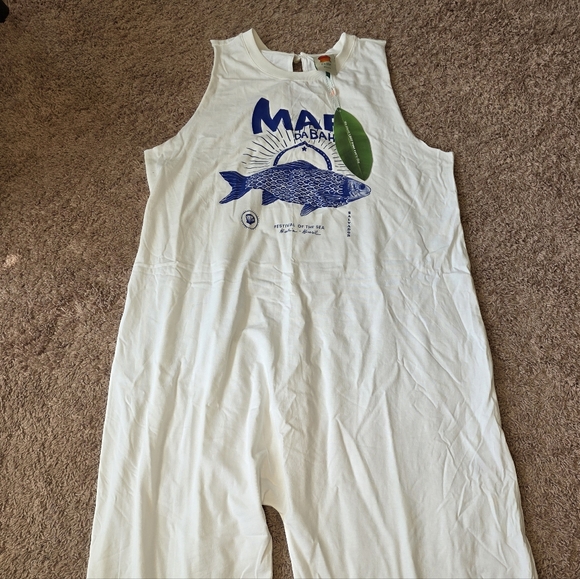 NWT White Mar da Bahia Organic Cotton Jumpsuit Size L - Picture 2 of 9